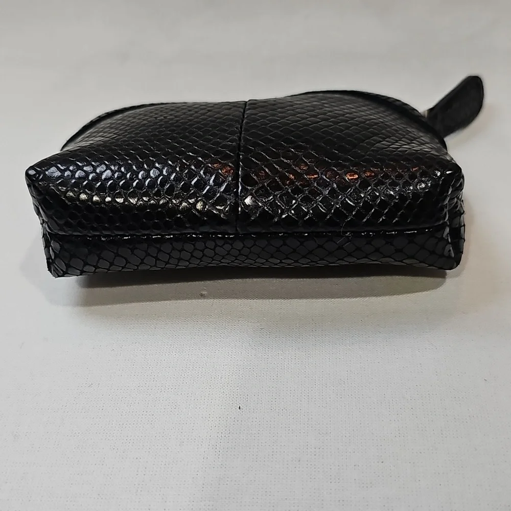 Brighton Black Leather Python Snakeskin Mini Wallet Coin Purse - Picture 4 of 7